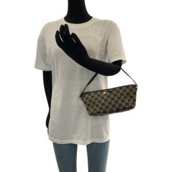GUCCI Beige Black GG Canvas Handbag Accessory Pouch - Picture 7 of 9